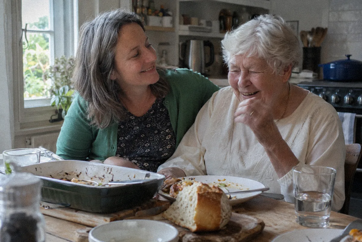 Renee and her mother at Sunday lunch